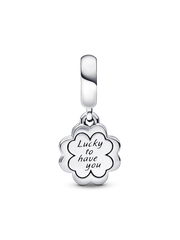Four-leaf Clover Friendship Double Dangle Charm - Sterling silver
