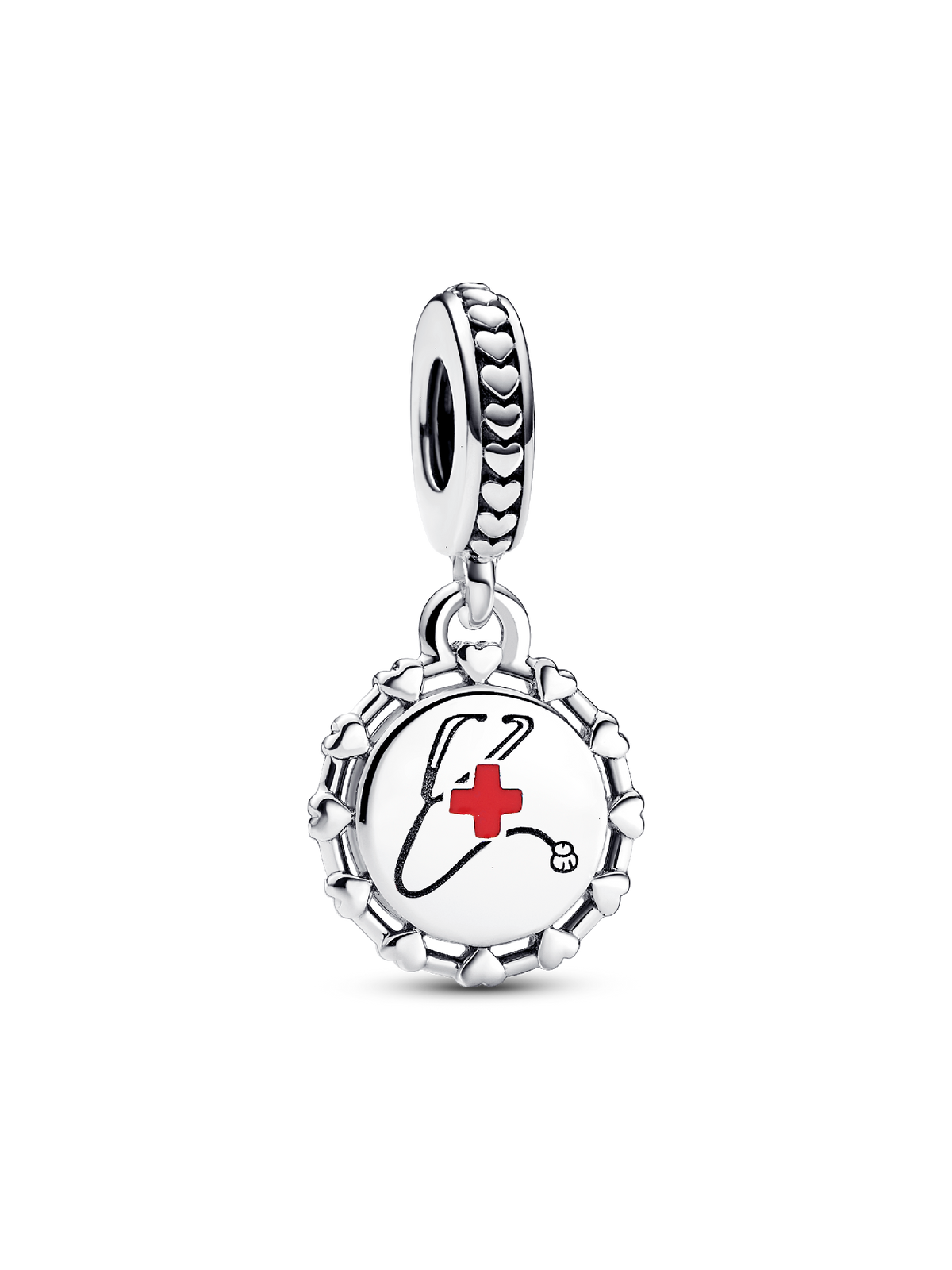 Stethoscope Engravable Dangle Charm - Sterling silver