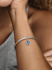 Celestial Shooting Star Heart Double Dangle Charm - Sterling silver