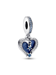 Celestial Shooting Star Heart Double Dangle Charm - Sterling silver