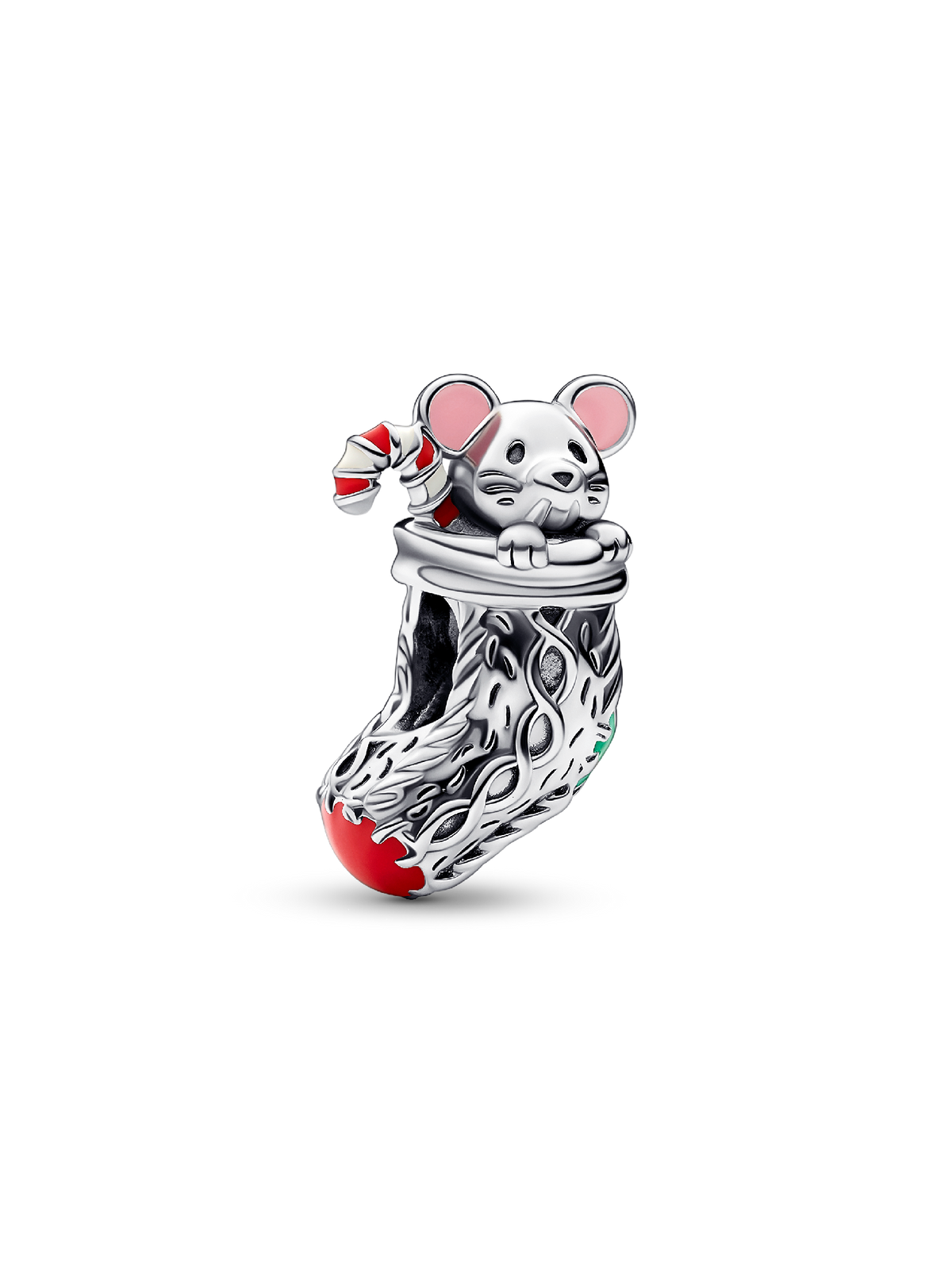 FINAL SALE - Festive Mouse & Stocking Charm - Sterling silver