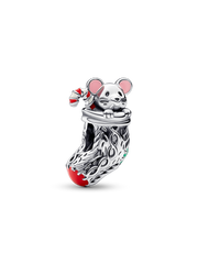 FINAL SALE - Festive Mouse & Stocking Charm - Sterling silver
