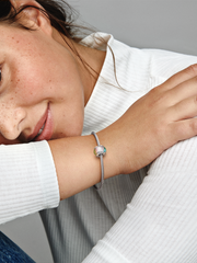 Multicolour Murano Glass & Curved Feather Charm - Sterling silver