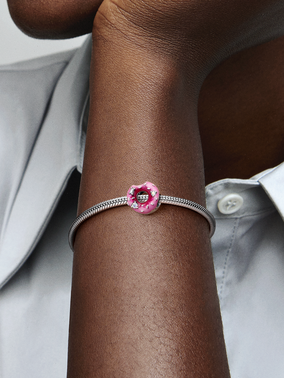 FINAL SALE - Sparkling Sprinkled Donut Charm - Sterling silver