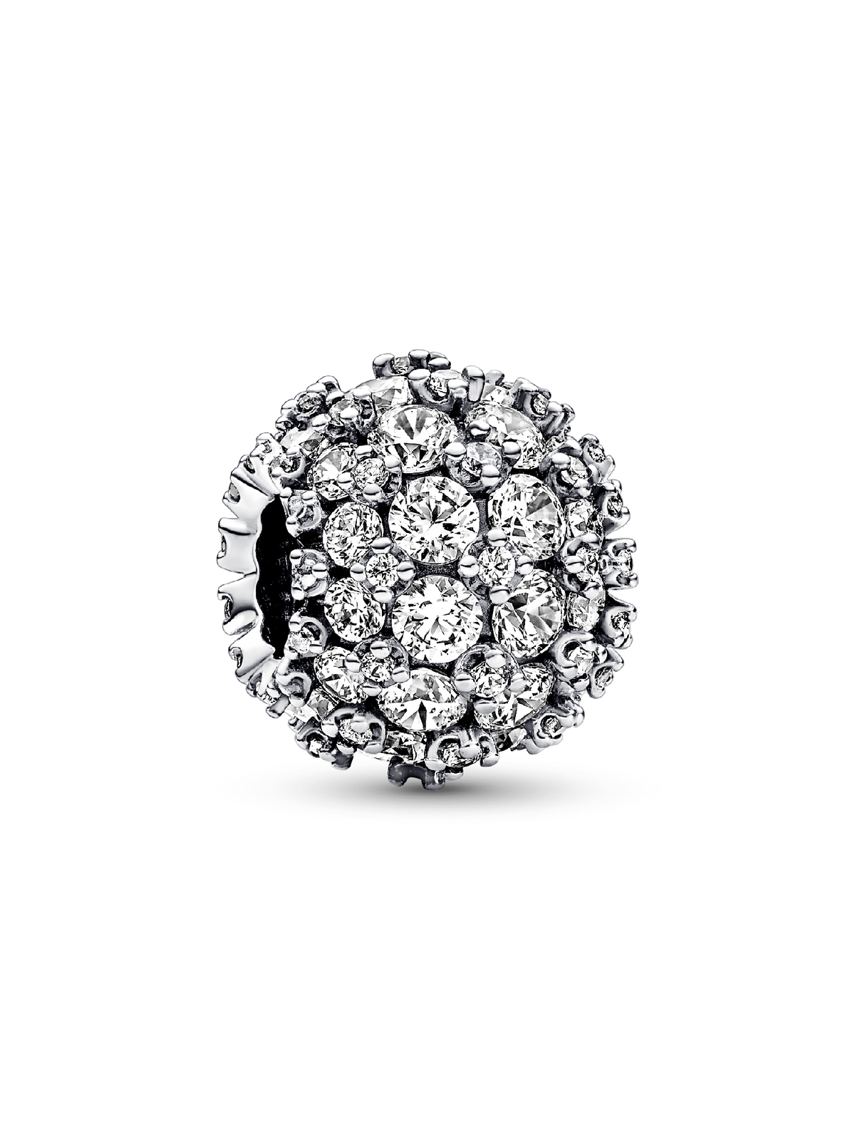 Sparkling Pavé Round Charm - Sterling silver