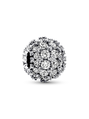 Sparkling Pavé Round Charm - Sterling silver