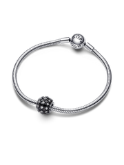Sparkling Pavé Round Black Charm - Sterling silver