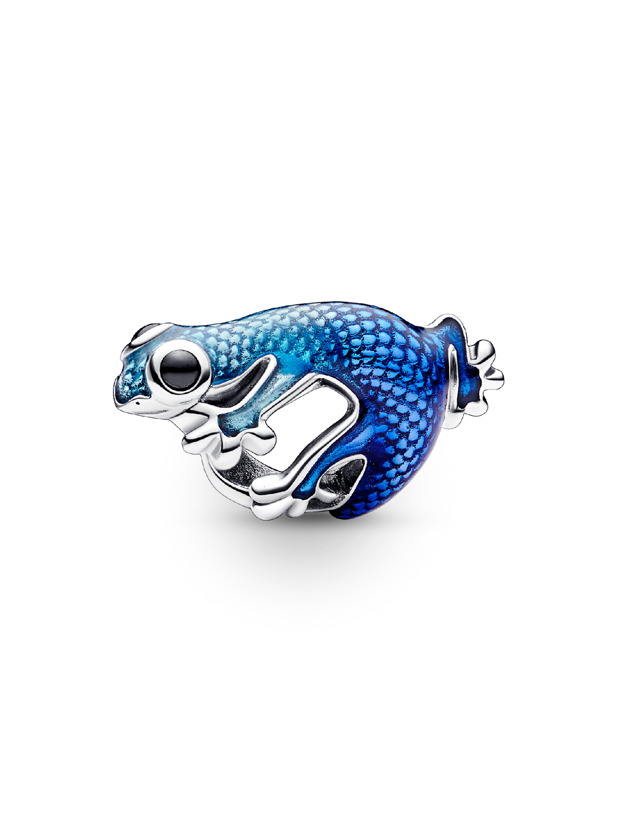 Metallic Blue Gecko Charm - Sterling silver