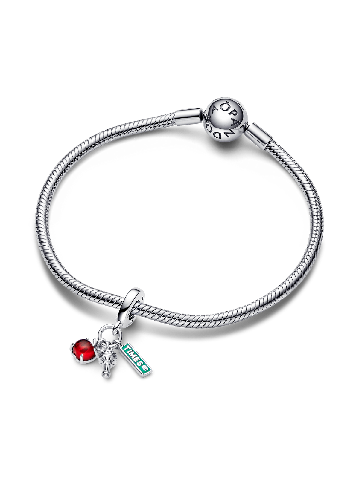 NYC Apple, Torch and Street Sign Triple Dangle Charm - Sterling silver