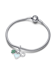 FINAL SALE - Four Leaf Clover, Heart and Horseshoe Triple Dangle Charm - Sterling silver