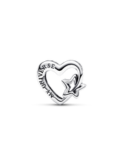 Openwork Family Heart & Star Charm - Sterling silver