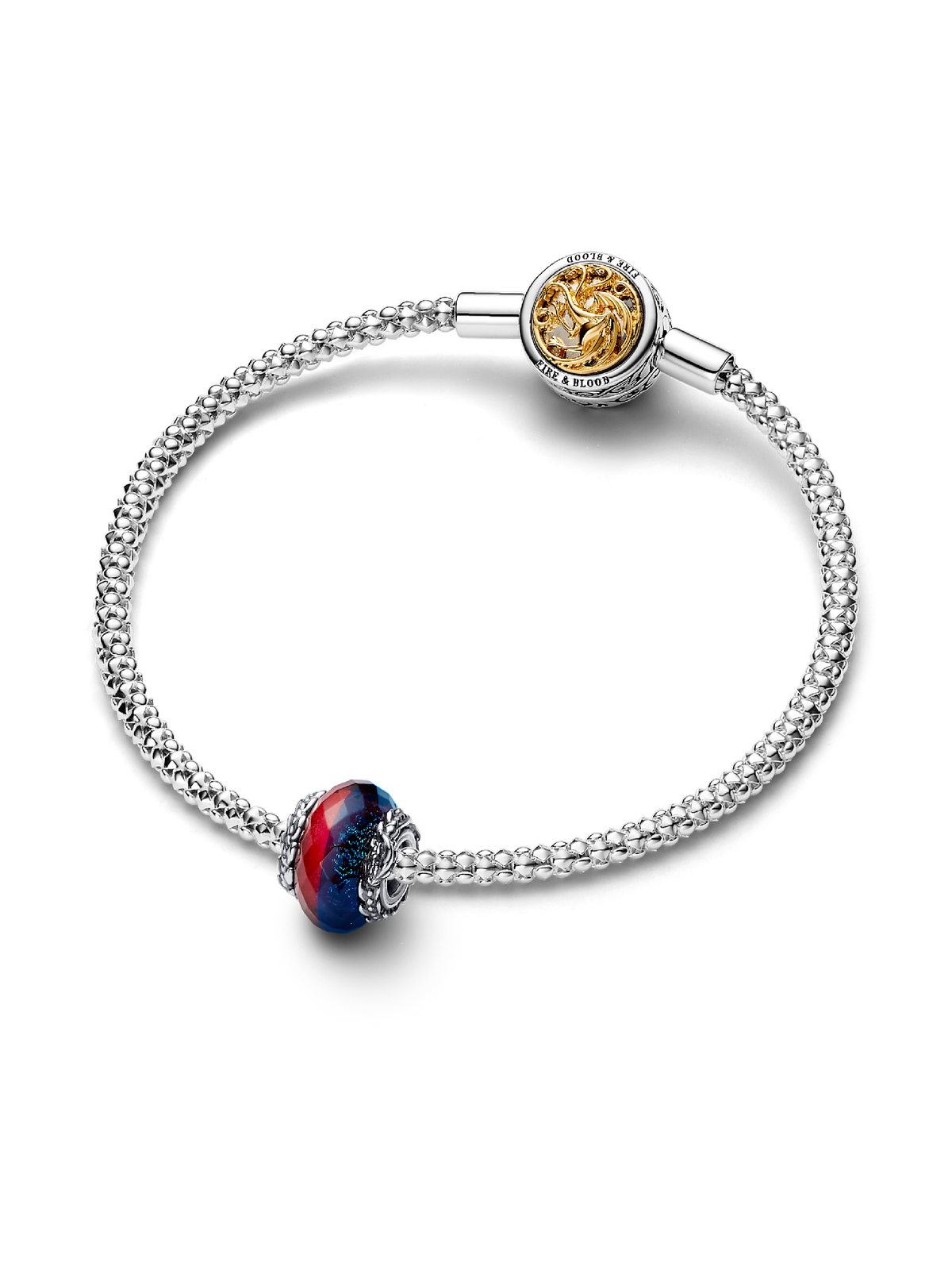 FINAL SALE - Game of Thrones Ice & Fire Dragons Dual Murano Glass Charm - Sterling silver