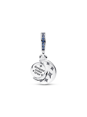 Sparkling Moon Spinning Dangle Charm - Sterling silver