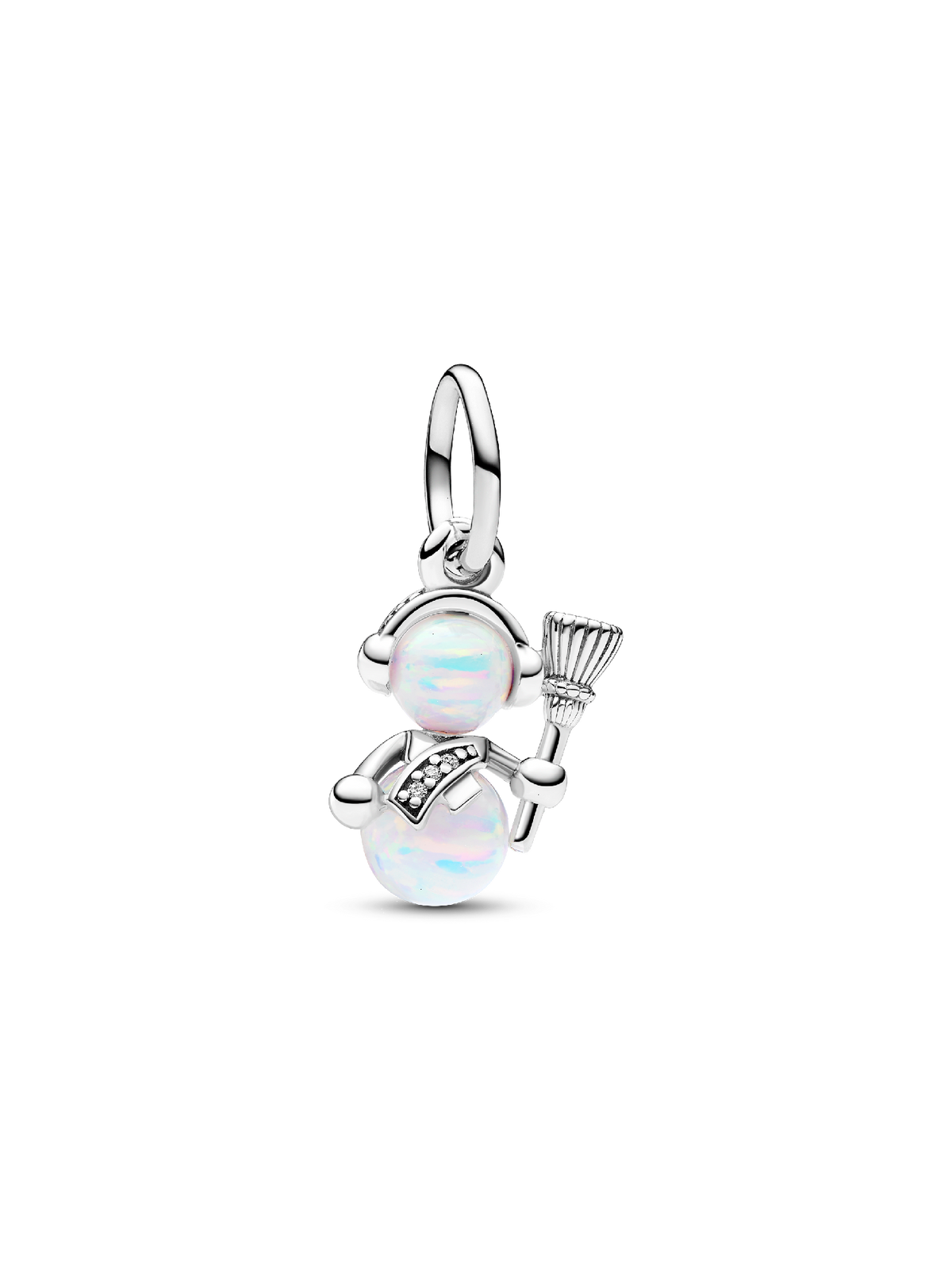 Opalescent Snowman Dangle Charm - Sterling silver