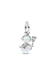 Opalescent Snowman Dangle Charm - Sterling silver