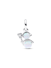 Opalescent Snowman Dangle Charm - Sterling silver