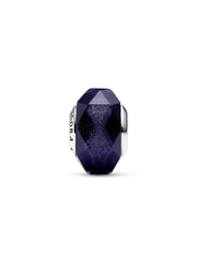 FINAL SALE - Faceted Blue Murano Glass Charm - Sterling silver