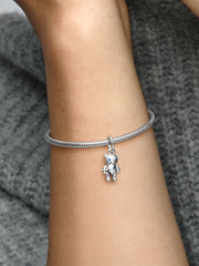 Movable Teddy Bear Dangle Charm - Sterling silver