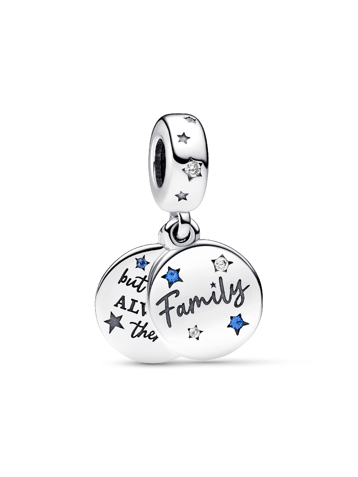 FINAL SALE - Family Love Double Dangle Charm - Sterling silver