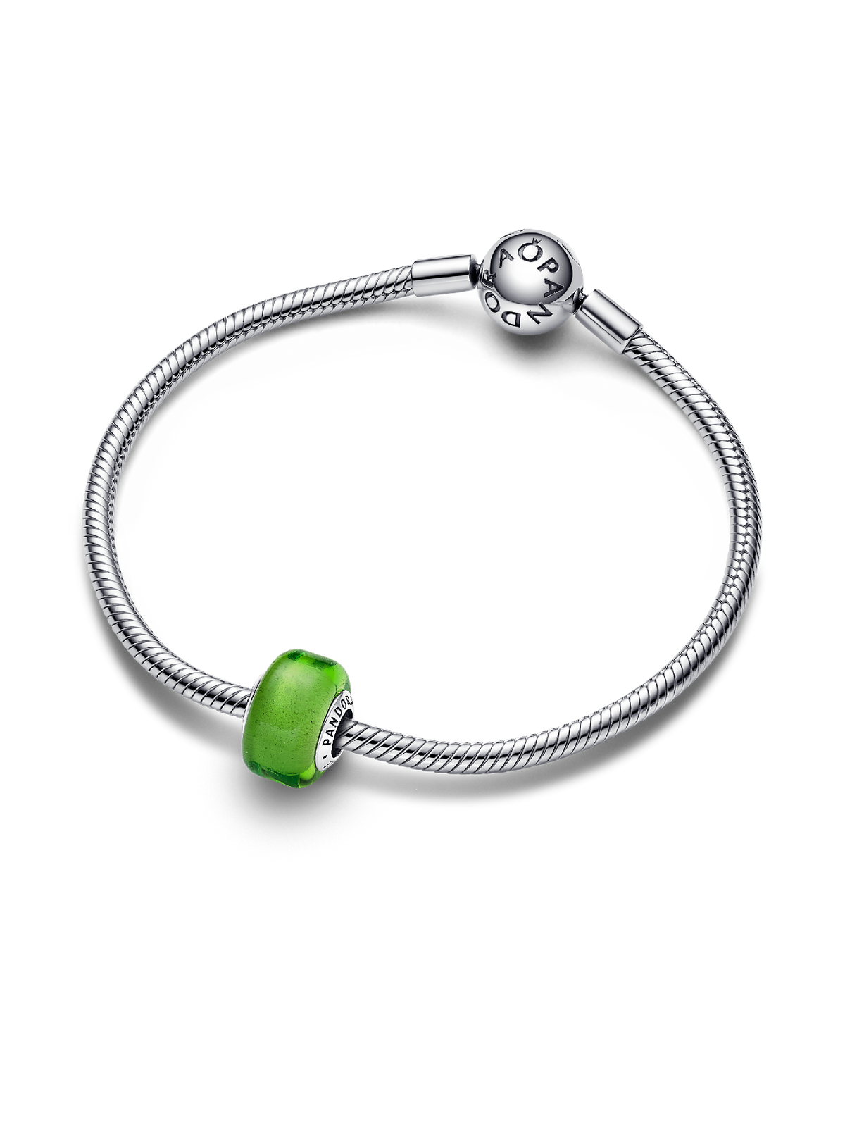Green Mini Murano Glass Charm - Sterling silver
