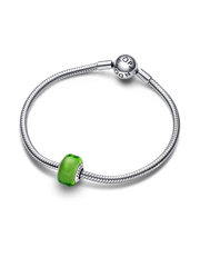 Green Mini Murano Glass Charm - Sterling silver