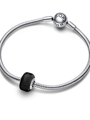 Black Mini Murano Glass Charm - Sterling silver