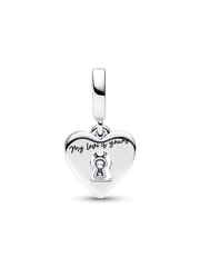 Red Heart & Keyhole Double Dangle Charm - Sterling silver