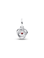 FINAL SALE - Red Eternity Circle Dangle Charm - Sterling silver