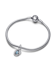 FINAL SALE - Sea Aqua Blue Eternity Circle Dangle Charm - Sterling silver