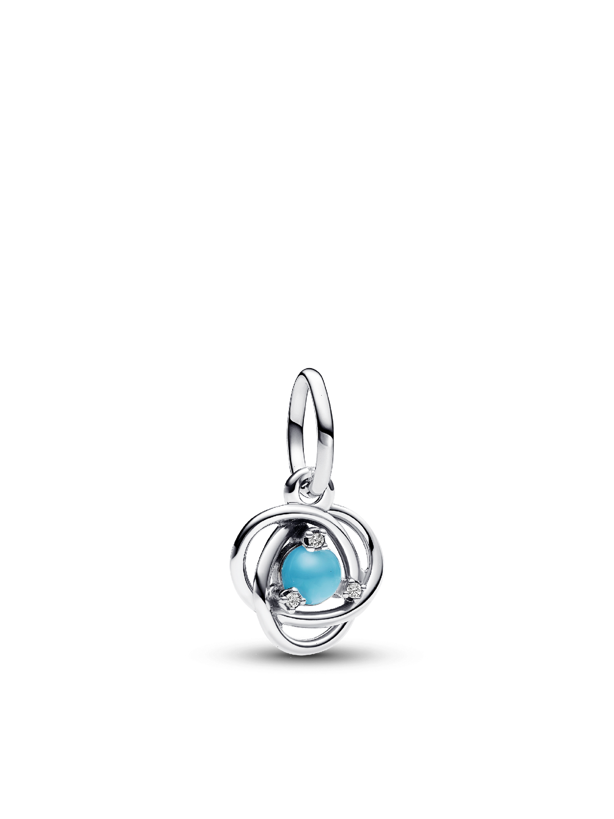 FINAL SALE - Turquoise Blue Eternity Circle Dangle Charm - Sterling silver
