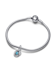 FINAL SALE - Turquoise Blue Eternity Circle Dangle Charm - Sterling silver