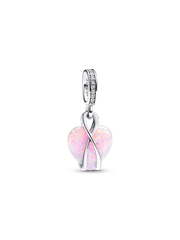Mom Opalescent Heart Dangle Charm - Sterling silver