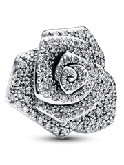 FINAL SALE - Sparkling Rose in Bloom Oversized Charm - Sterling silver