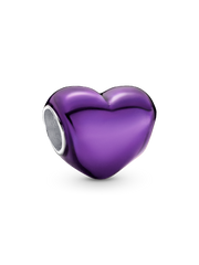 Metallic Purple Heart Charm - Sterling silver