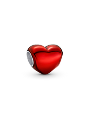 Metallic Red Heart Charm - Sterling silver