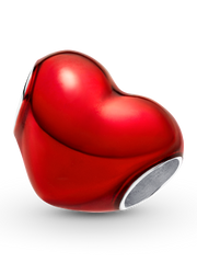 Metallic Red Heart Charm - Sterling silver