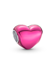 Metallic Pink Heart Charm - Sterling silver
