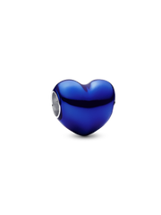 Metallic Blue Heart Charm - Sterling silver