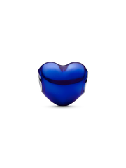 Metallic Blue Heart Charm - Sterling silver