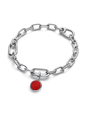 FINAL SALE - Red Murano Glass Engravable Mini Medallion Charm - Sterling silver