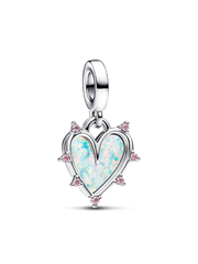 Friendship Opalescent Double Dangle Charm - Sterling silver