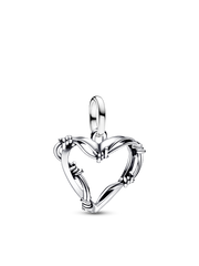 Wire Heart Medallion Charm - Sterling silver