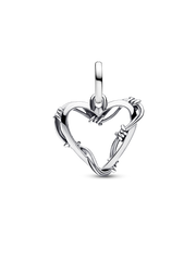 Wire Heart Medallion Charm - Sterling silver