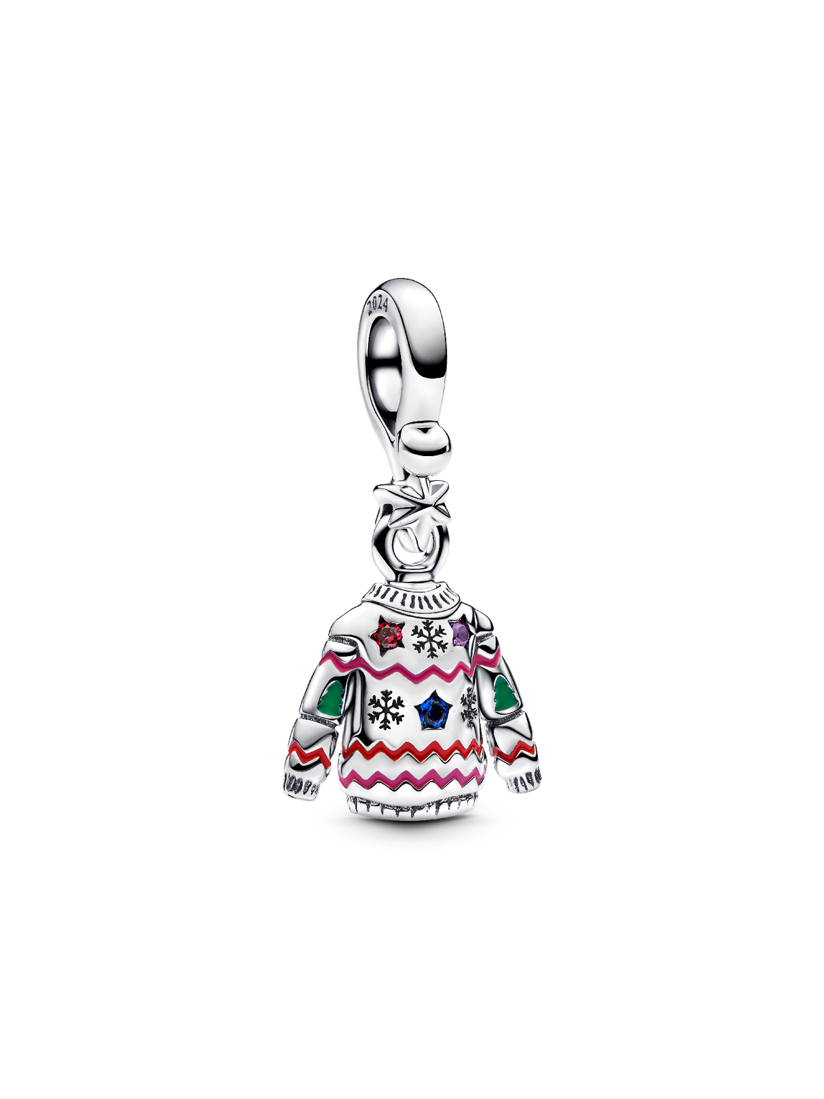 Christmas Sweater Dangle Charm - Sterling silver