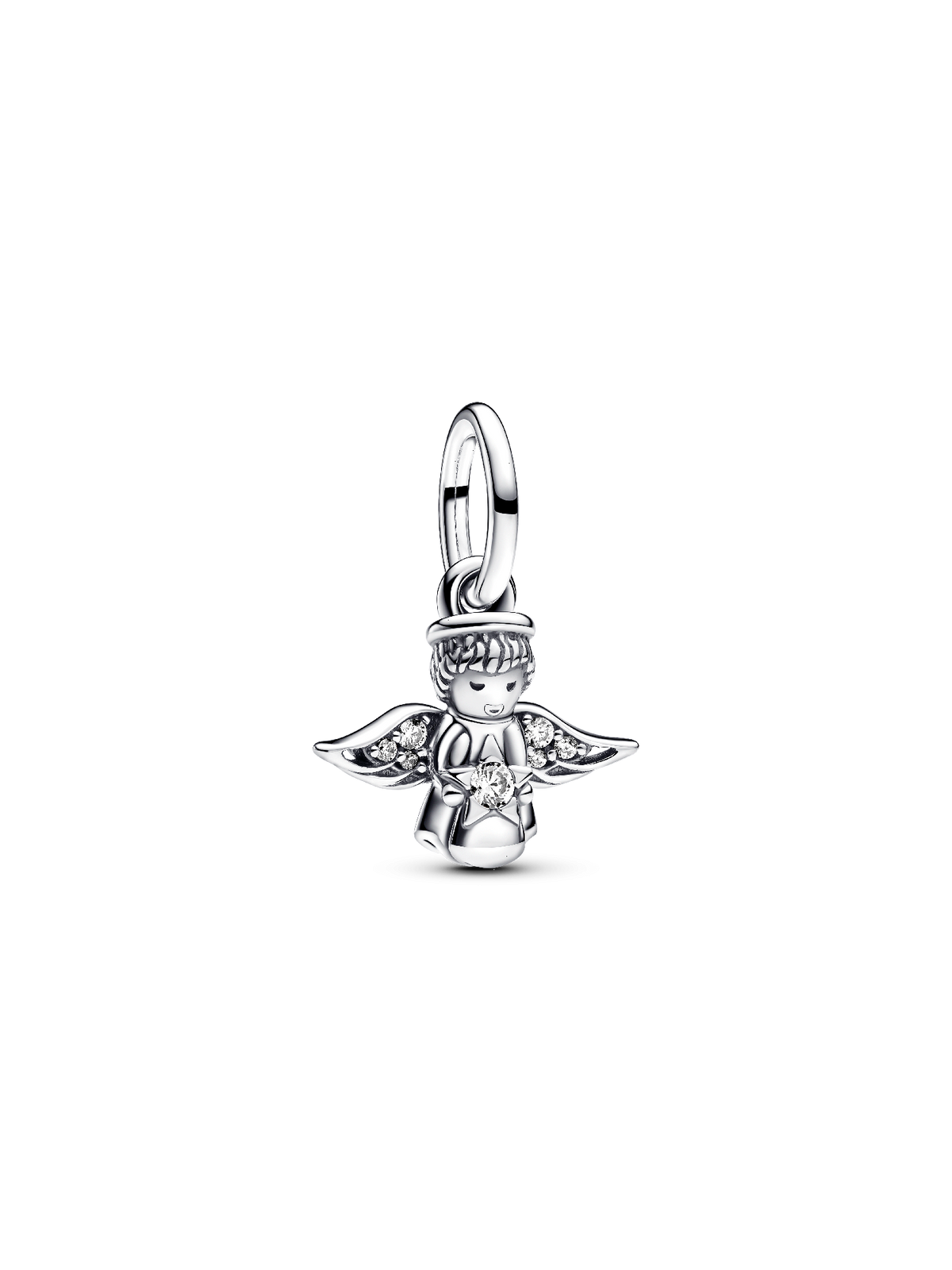 FINAL SALE - Sparkling Angel Dangle Charm - Sterling silver