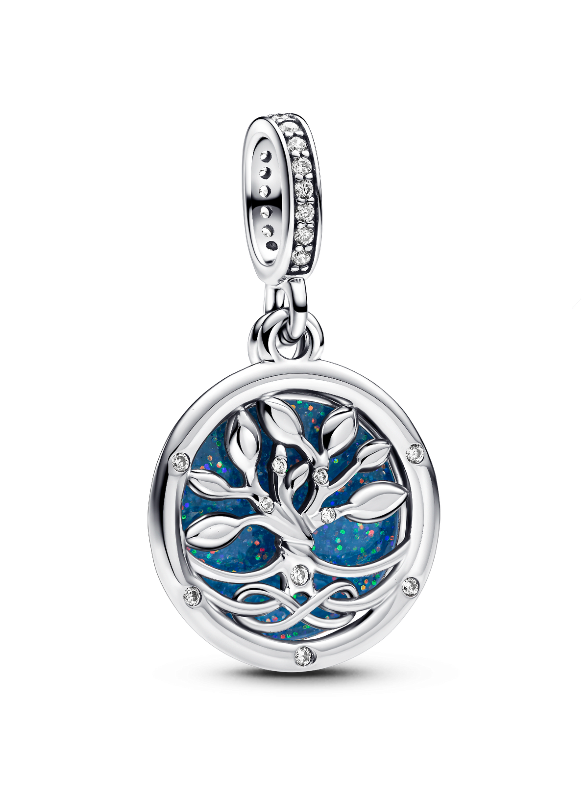 Glow-in-the-dark Infinity Tree Double Dangle Charm - Sterling silver