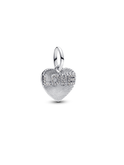 Engravable Love Heart Dangle Charm - Sterling silver