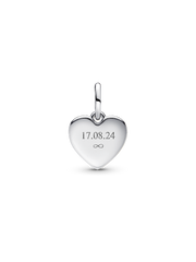 Engravable Love Heart Dangle Charm - Sterling silver