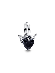 Winged Heart Mini Dangle Charm - Sterling silver