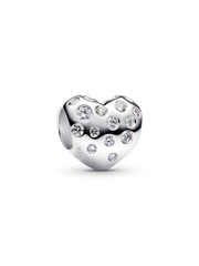 Pandora Sterling Silver Lab-grown Diamond Heart Charm - 0.53 ct TW, Sterling silver